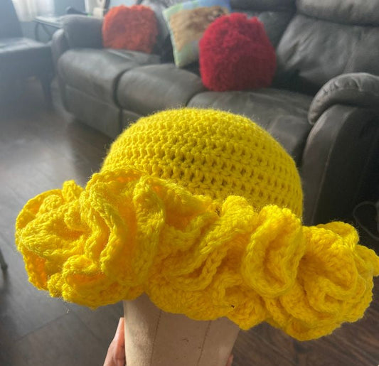 Plain Ruffled Bucket Hat